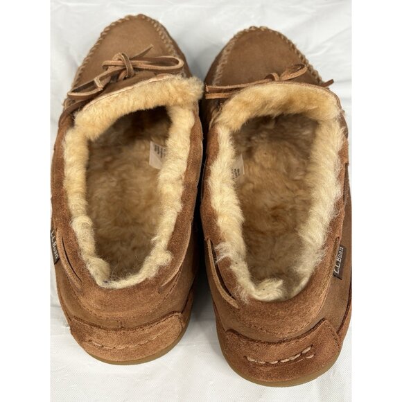 LL Bean Wicked Good Moccasins Men's 13 Suede Brown Leather Slippers Slip On - Picture 6 of 16